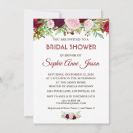 Chique Rustieke Burgundy Marsala Bloemachtige Brui Kaart