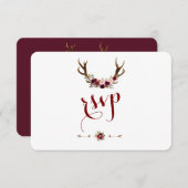 Chique Rustieke Burgundy Marsala Bloemstukken RSVP (Voorkant / Achterkant)