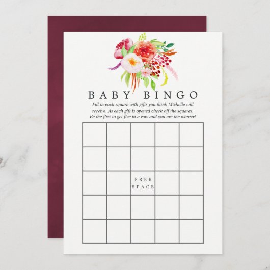  chique rustieke charme Baby shower bingo Kaart (Voorkant / Achterkant)