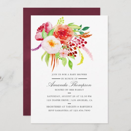 chique rustieke charme Baby shower uitnodiging (Voorkant / Achterkant)