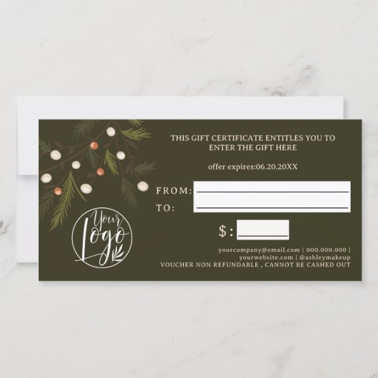 Chique Rustieke Groene Winter Vakantie Kerst logo (Achterkant)