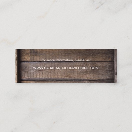 Chique rustieke houten bruiloft website Kaart Mini Visitekaartje (Voorkant)