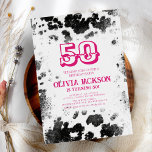Chique rustieke Koe Print Hot Pink 50th Verjaardag Kaart<br><div class="desc">Chique rustieke Koe Print Hot Pink 50th Verjaardagsfeestuitnodiging</div>