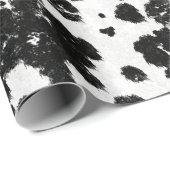 Chique rustieke Koe Print Zwart-wit Cadeaupapier (Rol Hoek)