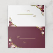 Chique Rustieke Marsala Bloemrijke Burgundy Tafeln Plaatskaartje (Buitenkant ongevouwen)