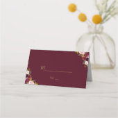 Chique Rustieke Marsala Bloemrijke Burgundy Tafeln Plaatskaartje (Voorkant)