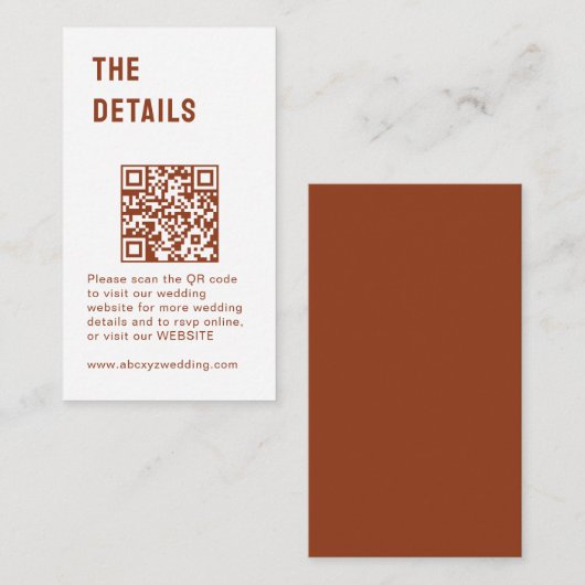 Chique rustieke Morden minimalistische bruiloft Informatiekaartje (Voorkant / Achterkant)
