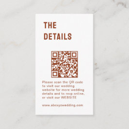 Chique rustieke Morden minimalistische bruiloft Informatiekaartje