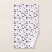 Chique rustieke Paarse Waterverf Iris bloemenpatro Bad Handdoek (Handdoek)