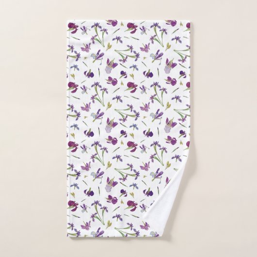 Chique rustieke Paarse Waterverf Iris bloemenpatro Bad Handdoek (Handdoek)