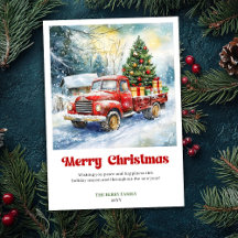 Chique Rustieke Rode Truck Kerst Scene Groet 