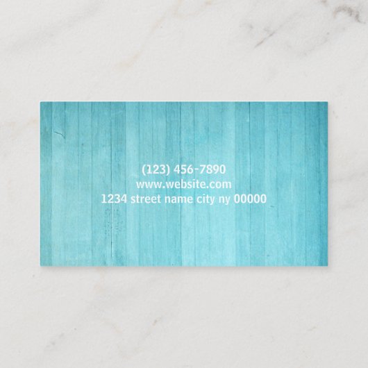 Chique rustieke turquoise hout boetiek visitekaartje (Achterkant)