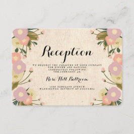 Chique Rustieke Waterverf Bloem Bruiloftsreceptie Informatiekaartje