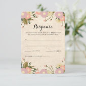 Chique Rustieke Waterverf Bloemen Canvas Trouw RSV RSVP Kaartje (Staand voorkant)