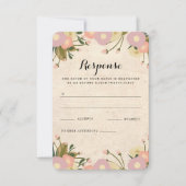 Chique Rustieke Waterverf Bloemen Canvas Trouw RSV RSVP Kaartje (Voorkant)