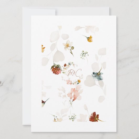 Chique rustieke Waterverf Boho bloementuin bruilof (Achterkant)