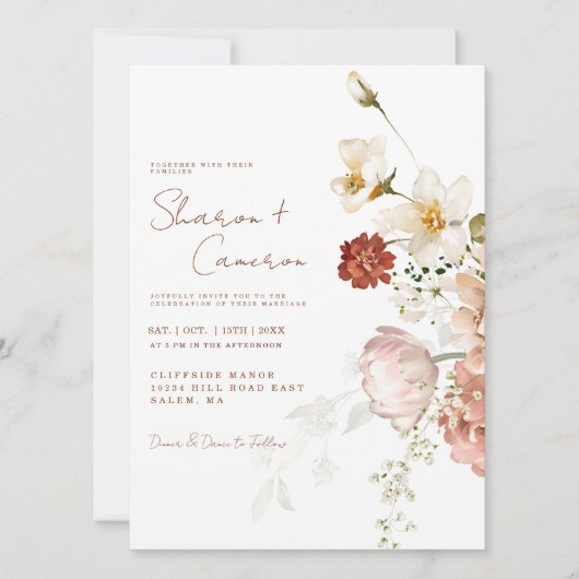 Chique rustieke Waterverf Boho bloementuin bruilof (Voorkant)