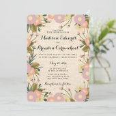 Chique rustieke Waterverf Floral Canvas Bruiloft Kaart (Staand voorkant)