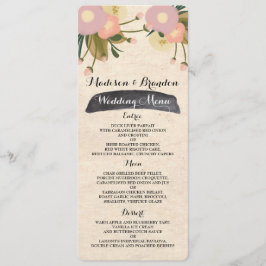 Chique rustieke Waterverf Floral Canvas Bruiloft M Menu