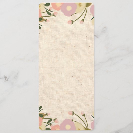 Chique rustieke Waterverf Floral Canvas Bruiloft M Menu (Achterkant)