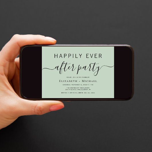 Chique Sage Bruiloft Na Feest Kaart