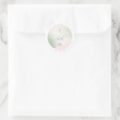 Chique Sage en Roze Huwelijksenvelop Seal / Favor Ronde Sticker (Tas)
