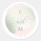 Chique Sage en Roze Huwelijksenvelop Seal / Favor Ronde Sticker (Voorkant)