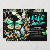 Chique Sage Flutter Baby shower Kaart (Voorkant / Achterkant)