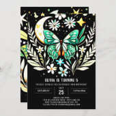 Chique Sage Green vlinder verjaardag Kaart (Voorkant / Achterkant)