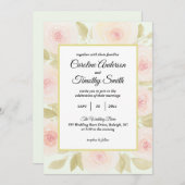 Chique Sage Groen en Roze Rose Waterverf Bruiloft Kaart (Voorkant / Achterkant)