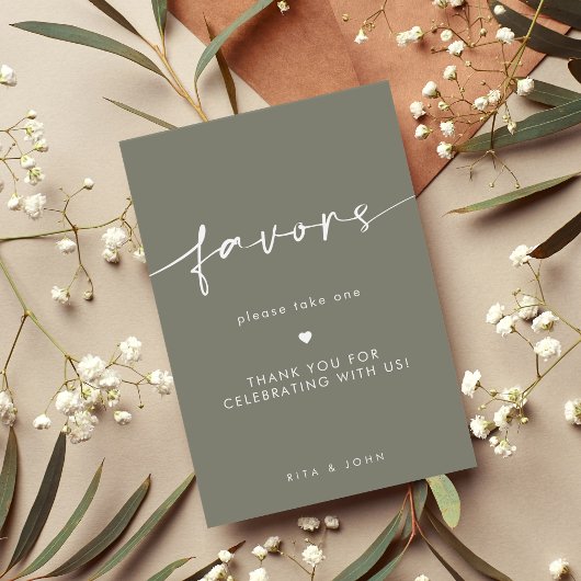 Chique Sage Groen Favor Tafelbord Teken Poster