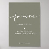 Chique Sage Groen Favor Tafelbord Teken Poster (Voorkant)