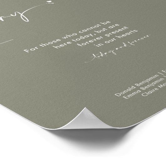 Chique Sage Groen In Liefdevolle Geheugen Trouwbor Poster (Hoek)