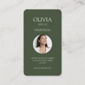 Chique Sage Groen & Ivoor Foto Sociale QR Code Visitekaartje (Voorkant)