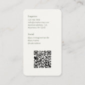 Chique Sage Groen & Ivoor Foto Sociale QR Code Visitekaartje (Achterkant)