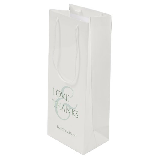 Chique Sage Groen & Ivoor Liefde & Bedankt Wijn Cadeautas (Voorkant Gekanteld)