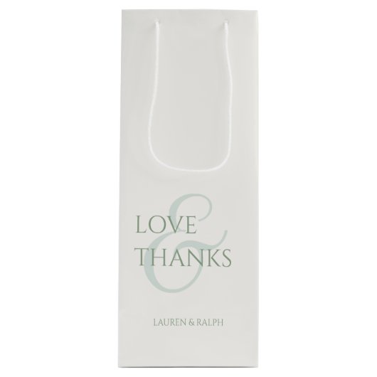 Chique Sage Groen & Ivoor Liefde & Bedankt Wijn Cadeautas (Voorkant)