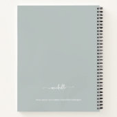 Chique Sage Groen Monogram Naam Handtekening Notitieboek (Achterkant)