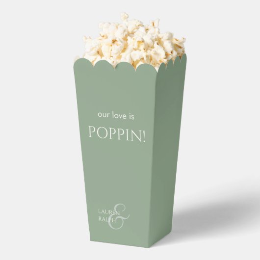 Chique Sage Groen Paar Monogram Popcorn Bedankdoosjes (Popped)