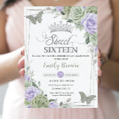 Chique Sage Groen Paarse Bloemen Vlinders Zoet 16 Kaart