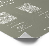 Chique Sage Groene Bar Handtekening Drinken Trouwb Poster (Hoek)