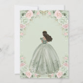Chique Sage Groene Blush Bloemen Prinses Quinceañe Kaart (Achterkant)