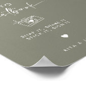 Chique Sage Groene Bruiloft Foto Gastenboek Sign Poster (Hoek)