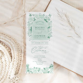 Chique Sage Groene Chinoiserie Bloemen Trouwprogra