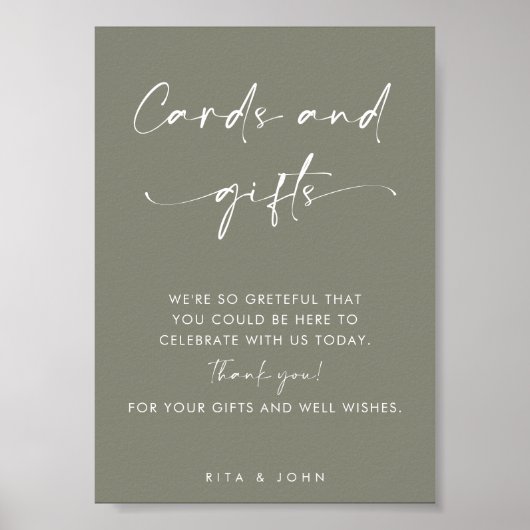 Chique Sage Groene Kaarten en Cadeaus Favor Trouwb Poster (Voorkant)