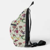 Chique Sage Groene Kolibrie, Bladgroen & Bloemen Sling Bag (Rechts)