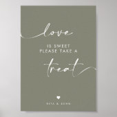 Chique Sage Groene Liefde Is Lief Snoep Trouwteken Poster (Voorkant)