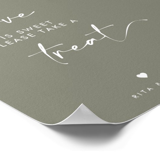 Chique Sage Groene Liefde Is Lief Snoep Trouwteken Poster (Hoek)