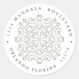 CHIQUE SAGE GROENE TEGEL BRUILOFT Retouradres Ronde Sticker