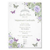 Chique Sage Paarse Bloemen Quinceanera Bar Drink M Foto Afdruk (Voorkant)